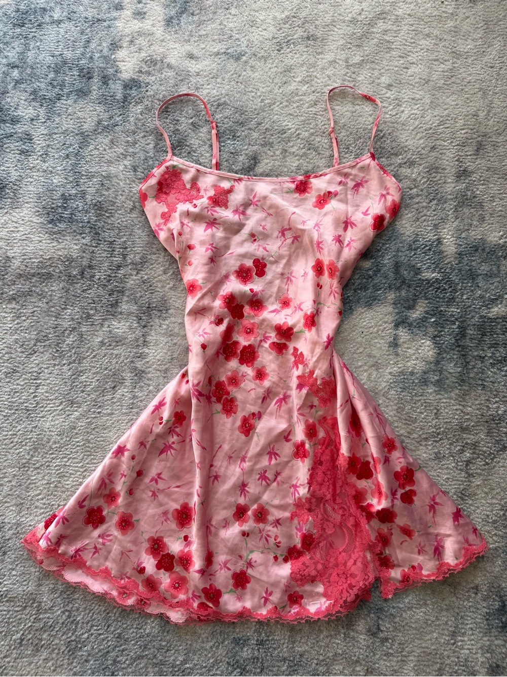 Victoria’s Secret EXTREMELY RARE Cherry Blossom Slip Dress Y2K Pink Lace Satin L - Picture 3 of 15